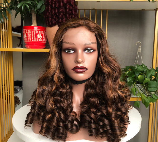 5x5 HD Lace Closure Factory Wig Spring Curl Piano Color