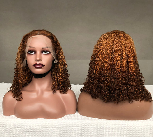 13x4 Lace Frontal Factory Wig Pixie Curl Bob Wig T4/30/4