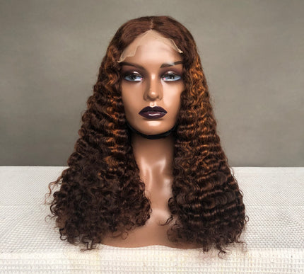 5x5 Lace Closure Factory Wig Burmese Curl Piano Color