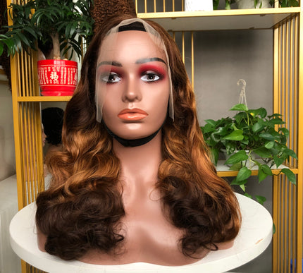 13x4 Lace Frontal Wig Factory Bouncy Wave Full Density Omber Color
