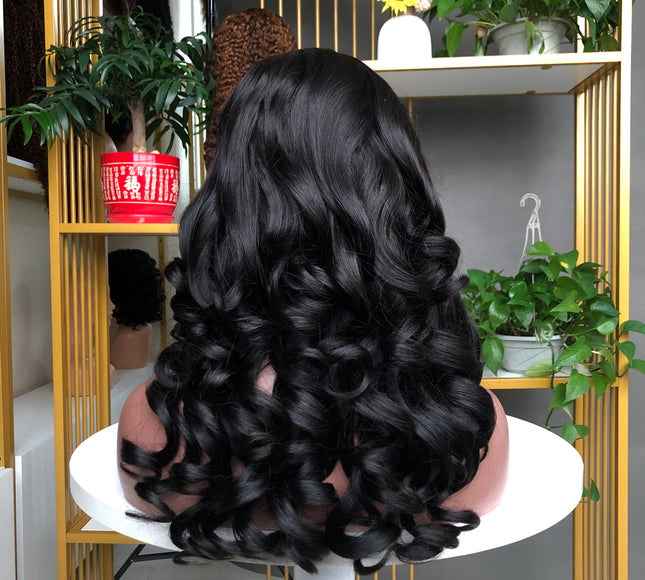 4x4 Closure Bouncy Wig Natural Color Full Density
