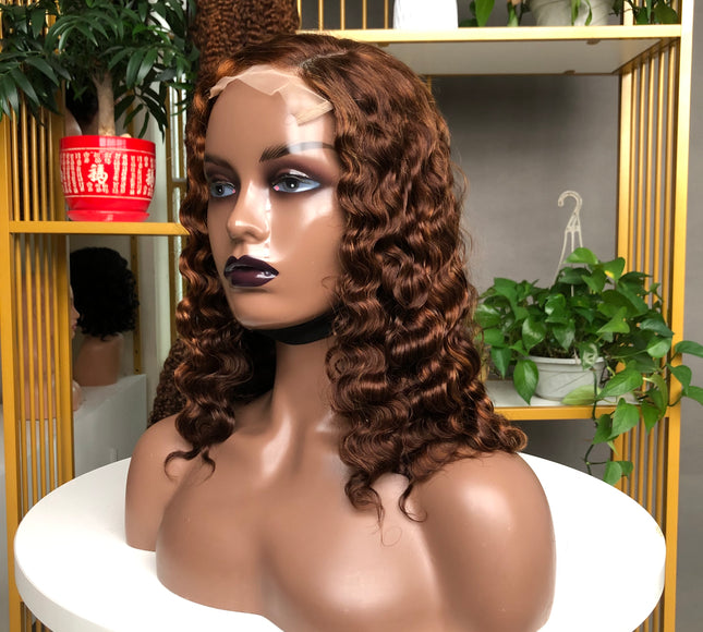 4x4 Closure Wig French Curl Factory Bob Wig Piano Color