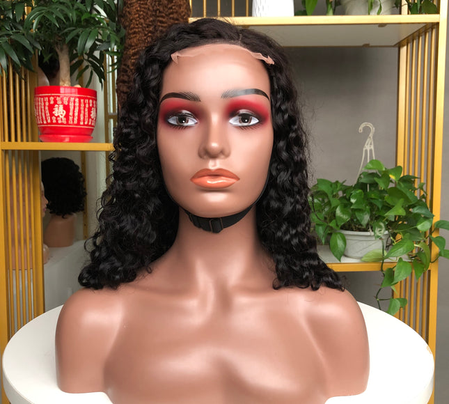 4x4 Closure Wig French Curl Short Bob Wig Natural Color