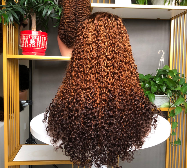 5x5  Lace Closure Wig Vietnam Pixie Curl Color T4/30/4