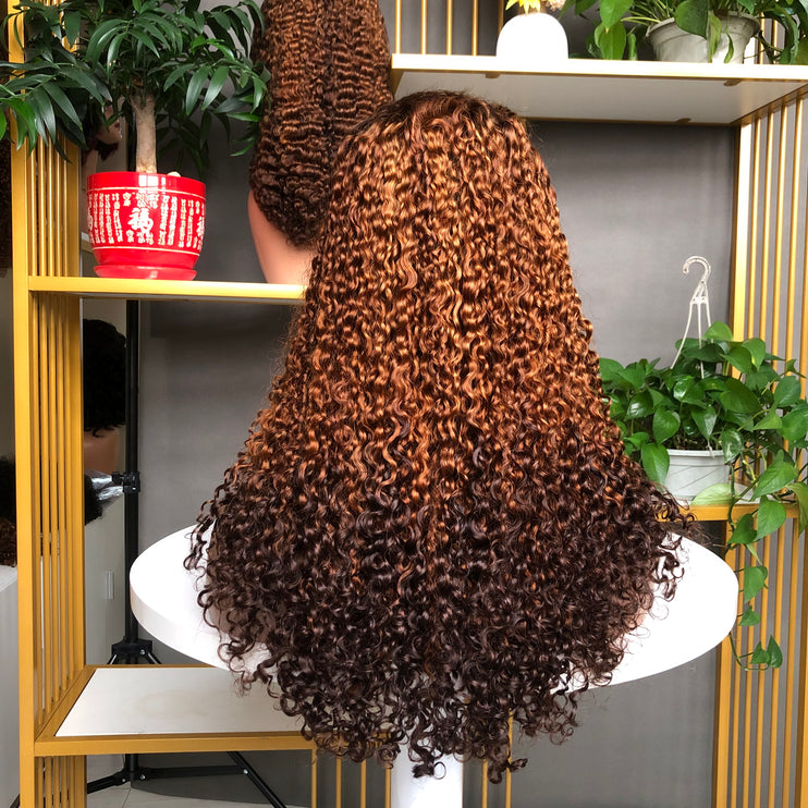 5x5  Lace Closure Wig Vietnam Pixie Curl Color T4/30/4