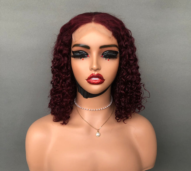 4x4 Closure Wig Amazing Curl Factory Wig Double Drawn Quality Wine Color