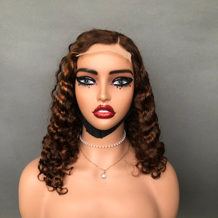 4x4 Closure Wig French Curl Factory Bob Wig Piano Color