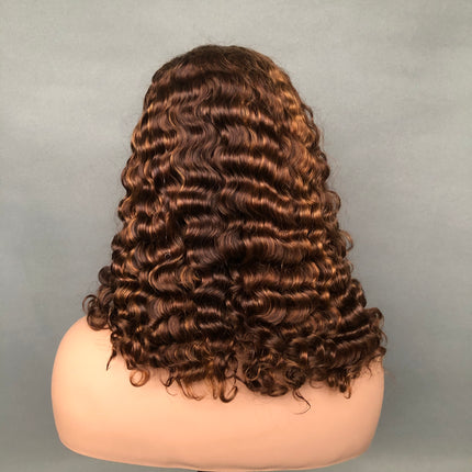 4x4 Closure Wig French Curl Factory Bob Wig Piano Color