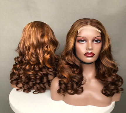 5x5 Lace Closure Wig Bouncy Wave Factory Wig Piano Color