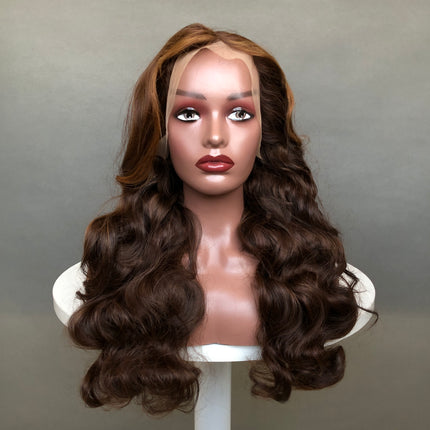 13x4 Big Lace Frontal Wig Factory Bouncy Wave Piano Color