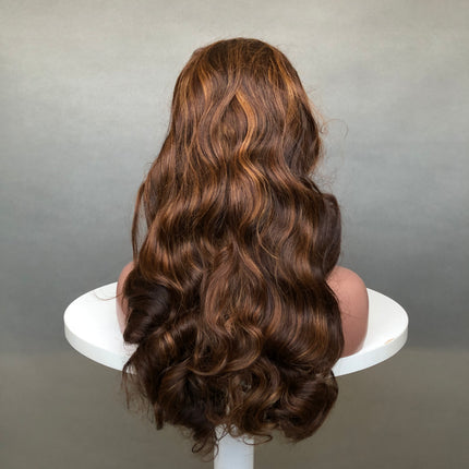 13x4 Big Lace Frontal Wig Factory Bouncy Wave Piano Color