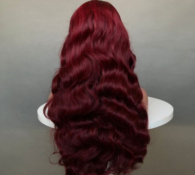 13x4 Lace Frontal Wig Factory Bouncy Wave Wine Color