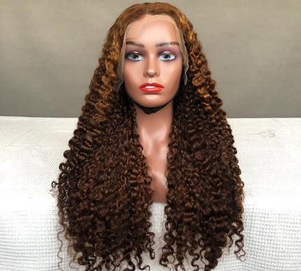 Full Density 13x4 Lace Frontal Wig Factory Burmese Curl Piano Color