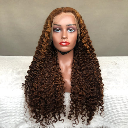 Full Density 13x4 Lace Frontal Wig Factory Burmese Curl Piano Color