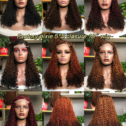 5x5  Lace Closure Wig Vietnam Pixie Curl Different Color Available
