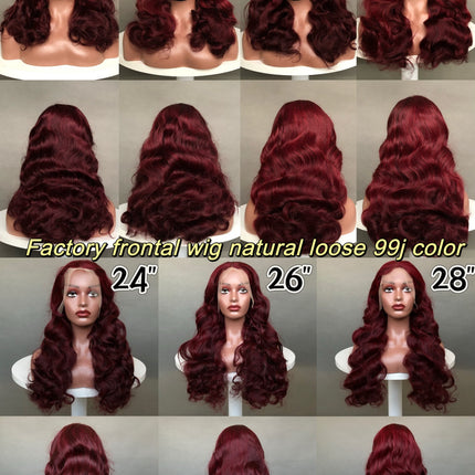 13x4 Lace Frontal Wig Factory Bouncy Wave Wine Color