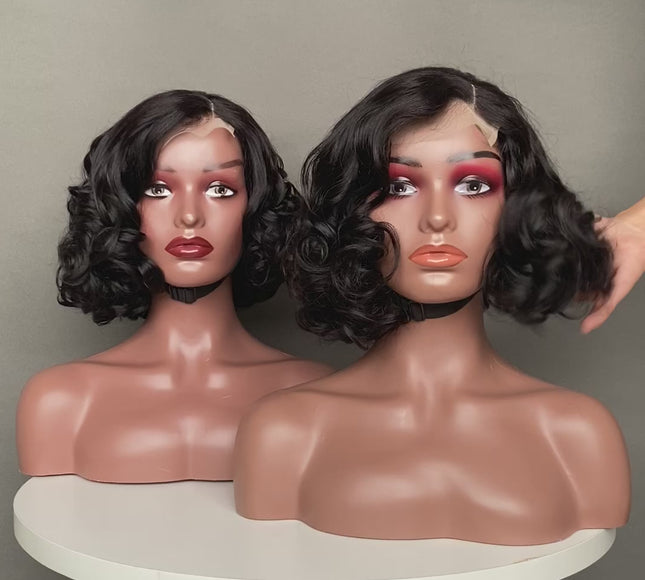 4x4 Closure factory Wig Bouncy Wave Natural Color