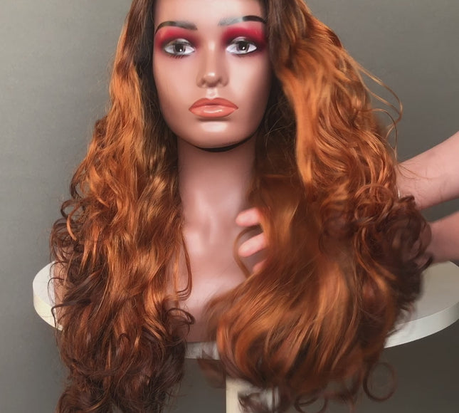 4x4 Closure Wig Super Double Drawn Hair Bouncy Wave Ombre Color (T4/30/4)